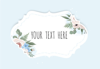 Vintage label with flowers. Frame border with copy space