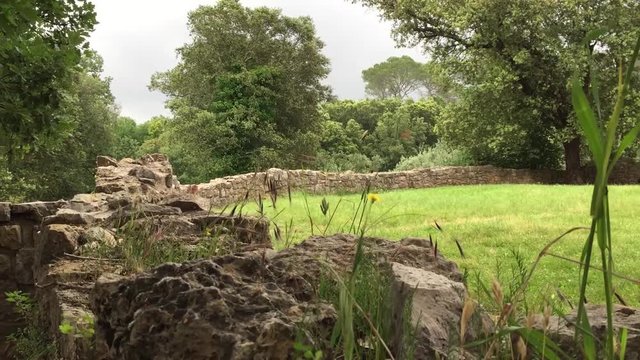 parc ancien et m&eacute;di&eacute;val sous un ciel d'orage