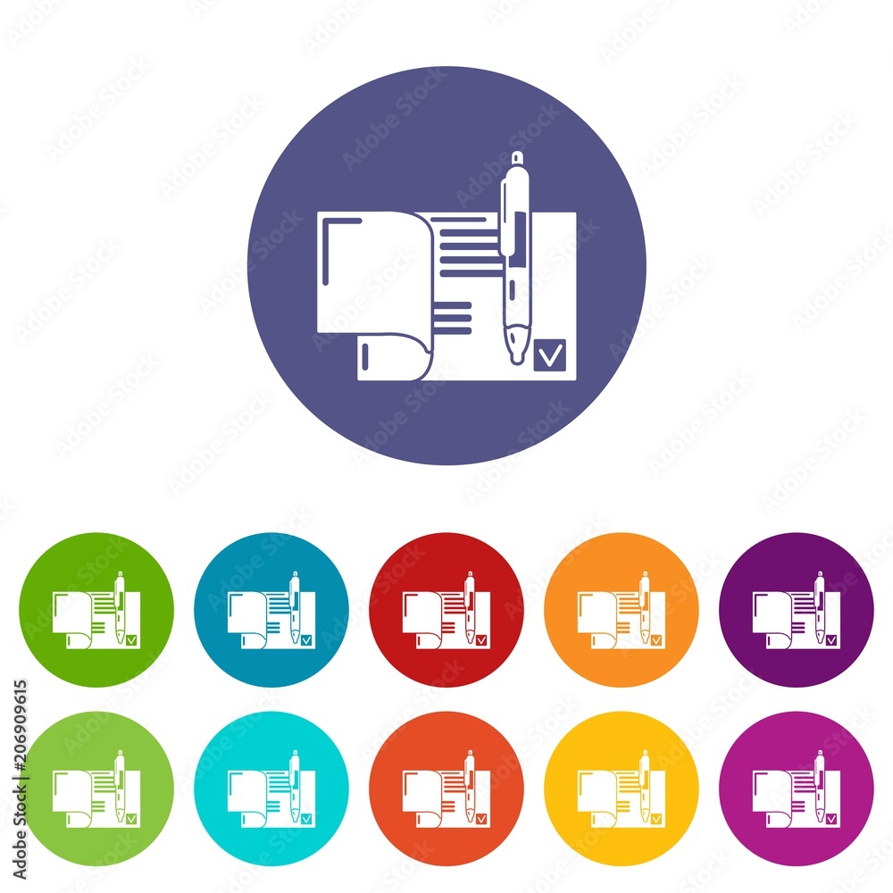 Poster treaty icons color set vector for any web design on white background
