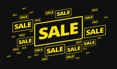 Sale background yellow on black background - sale banner vector - best promotion banner