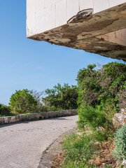 Road leading up to derelict building
