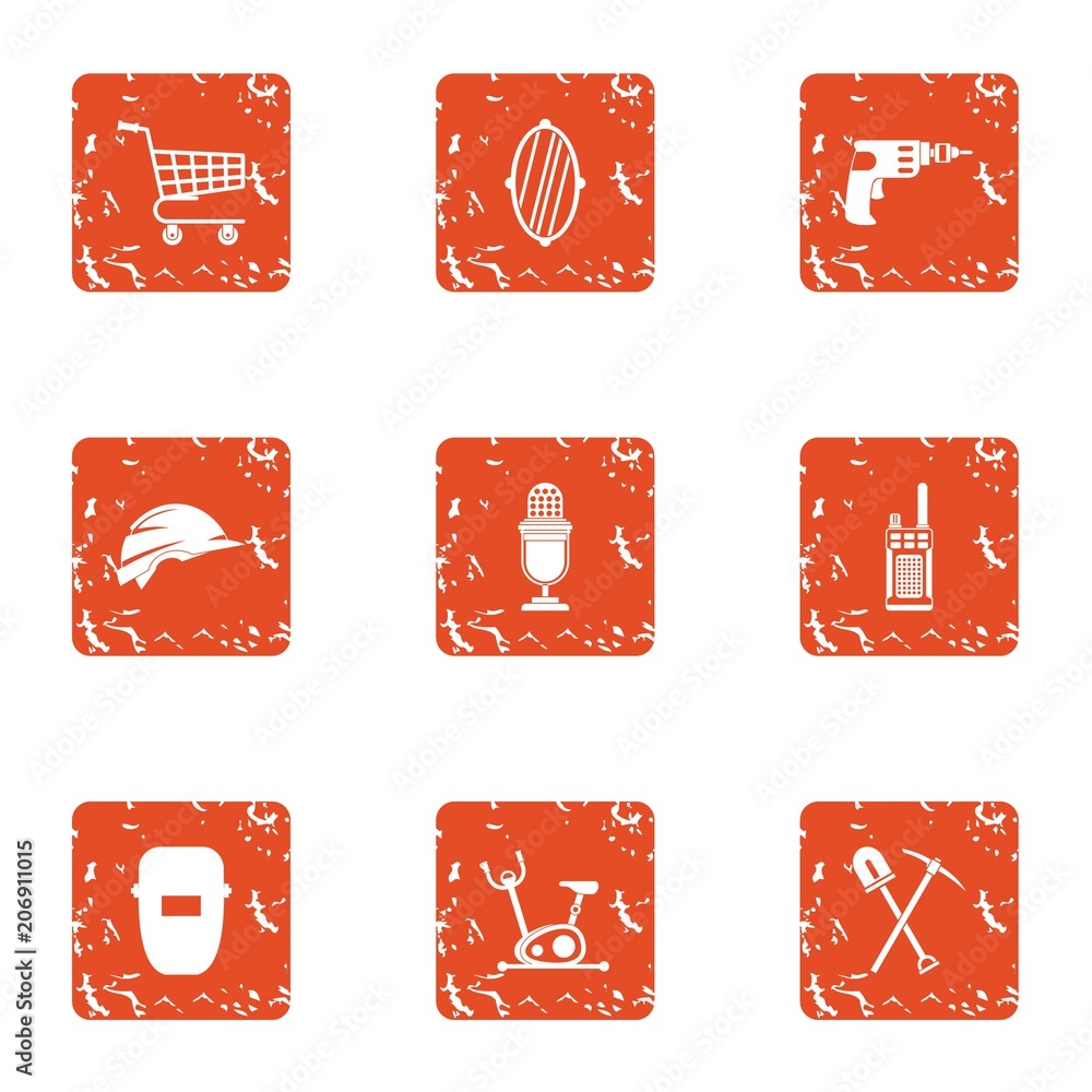 Aufkleber prep icons set. grunge set of 9 prep vector icons for web isolated on white background
