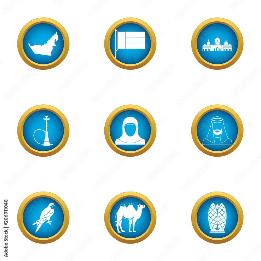 Poster discover west icons set. flat set of 9 discover west vector icons for web isolated on white backgrou