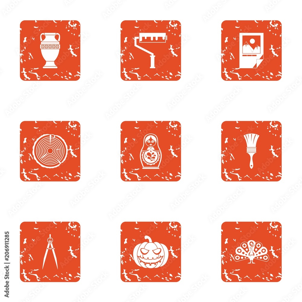 Poster engineering paint icons set. grunge set of 9 engineering paint vector icons for web isolated on whit