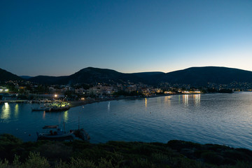 The bay of Porto Rafti in Greece at sunset
