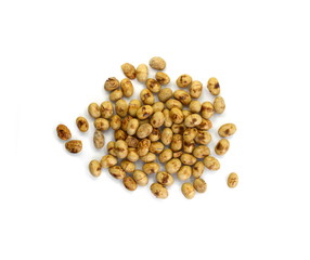 Roasted soybeans (soy nuts) isolated on white background.