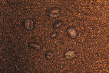 Coffee beans in ground coffee