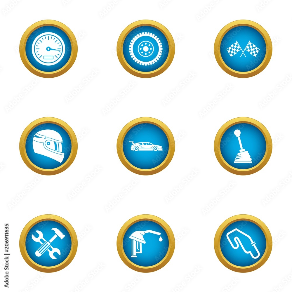 Poster fix the highway icons set. flat set of 9 fix the highway vector icons for web isolated on white back