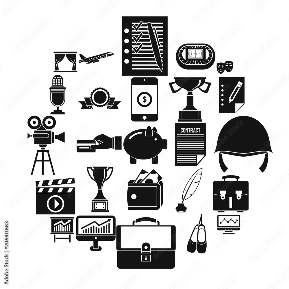 Poster successful business icons set. simple set of 25 successful business vector icons for web isolated on