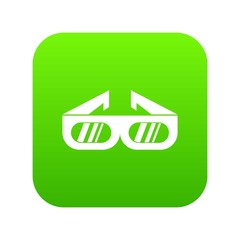 Glasses for 3D movie icon digital green for any design isolated on white vector illustration