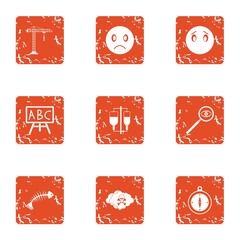 Poorly icons set. Grunge set of 9 poorly vector icons for web isolated on white background