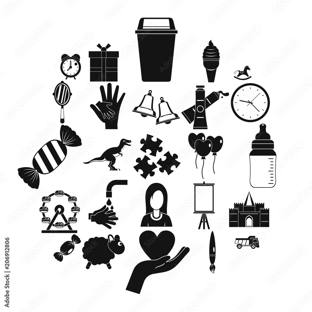 Poster center icons set. simple set of 25 center vector icons for web isolated on white background