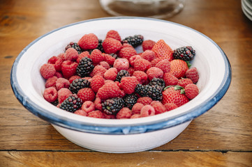 raspberry and blueberry fruits