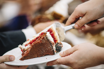waiter serving cake