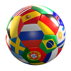soccer ball with national flags 3d rendering isolated ball