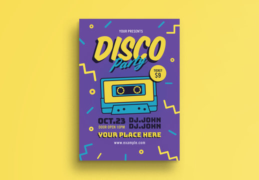 Party Flyer with Cassette Tape Illustration