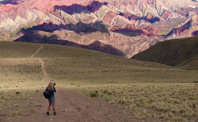 Fototapeta premium Beautiful woman photographer with dslr camera