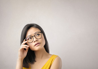 Beautiful woman thinking deep