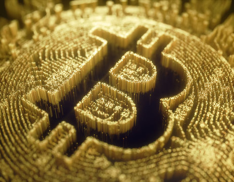 3D illustration. Cryptocurrency bitcoin business. Cryptocurrency digital money. Global business network market, modern currency exchange peer to peer. Financial business concept.