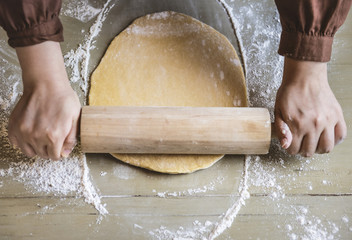 Flattening a dough food photography recipe idea