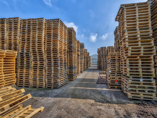 Cargo Business area with huge piles of cargo pallets