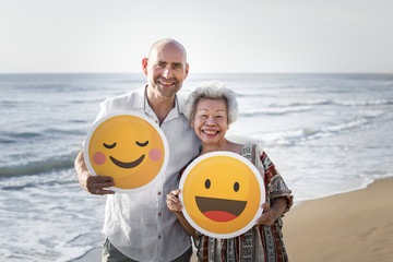 Seniors enjoying a tropical beach