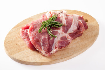 Fresh raw pork neck isolated on white