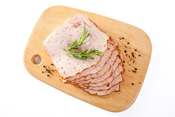 isolated sausages with vegetables