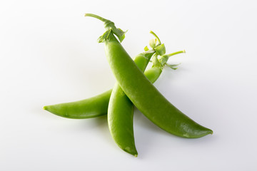 green beans on white background