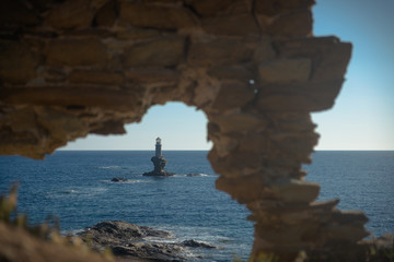 The lighthouse of the Greek island of Andros