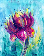 Lotus watercolor painting background