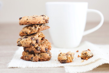pile of bakery cookies on wooden table.