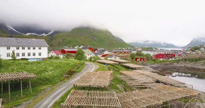 Fish Heads Drying in Fishing Village