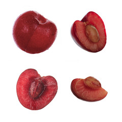 Heart shaped cherry berry isolated on white background cutout