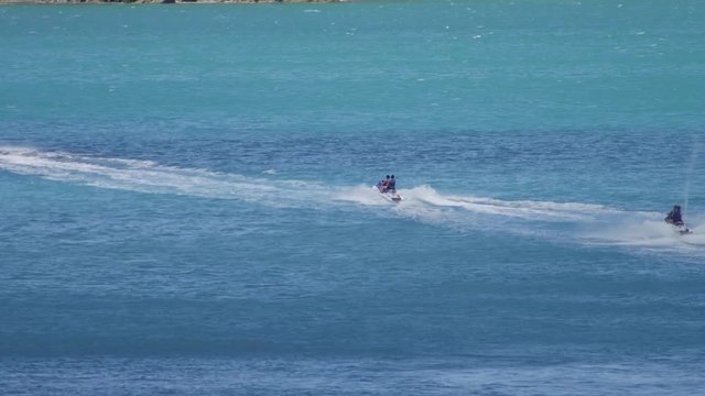 Motor boats in the sea near the St. Thomas island  - St. Thomas August 2017