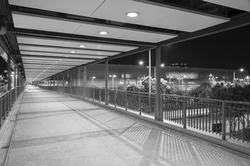 Empty Pedestrian Walkway at night