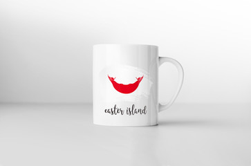Easter Island flag souvenir mug on white background. 3D renderin