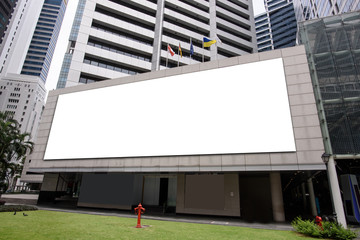 blank billboard on a building wall,  with empty for advertising banner.