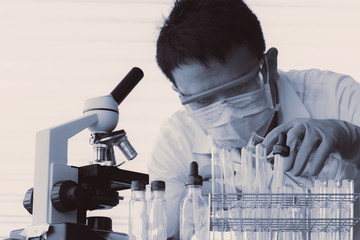 scientist with equipment and science experiments