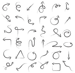 brush hand draw arrow vector set