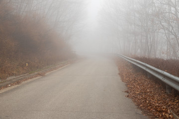 a misty road