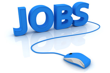 Computer mouse and the word Jobs