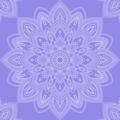 Seamless pattern with mandala ornament. Hand drawn vector illustration
