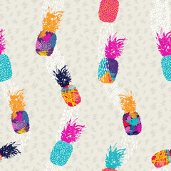 Naklejki  Pineapple pattern background in color art style
