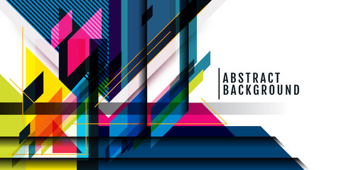 background quares and shadows - colorful geometric futuristic tech abstract Colorful with space for text. Vector. on white background