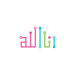 KUFI COLORFUL CIRCUIT KUFI CALLIGRAPHY OF ANA ALLAH (I'AM ALLAH)