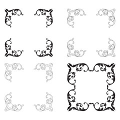 Vector baroque of vintage elements for design. 