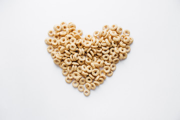 Pile of crispy cracknels isolated on white background