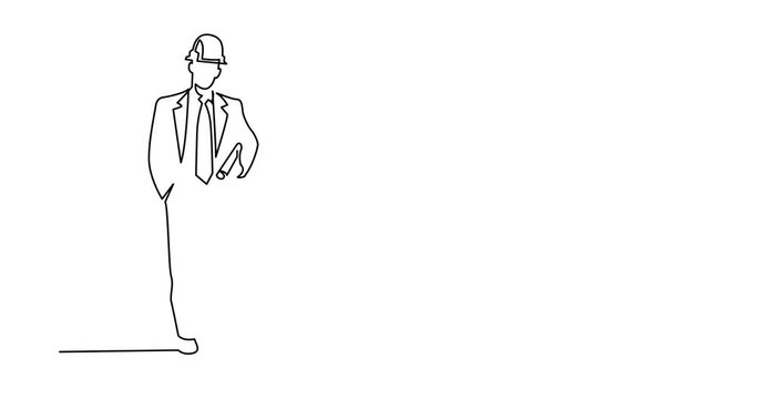 Self drawing animation of continuous line drawing of - construction engineer