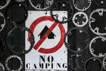 No camping warning sign
